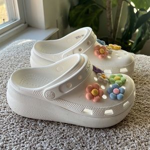 Girls platform white crocs